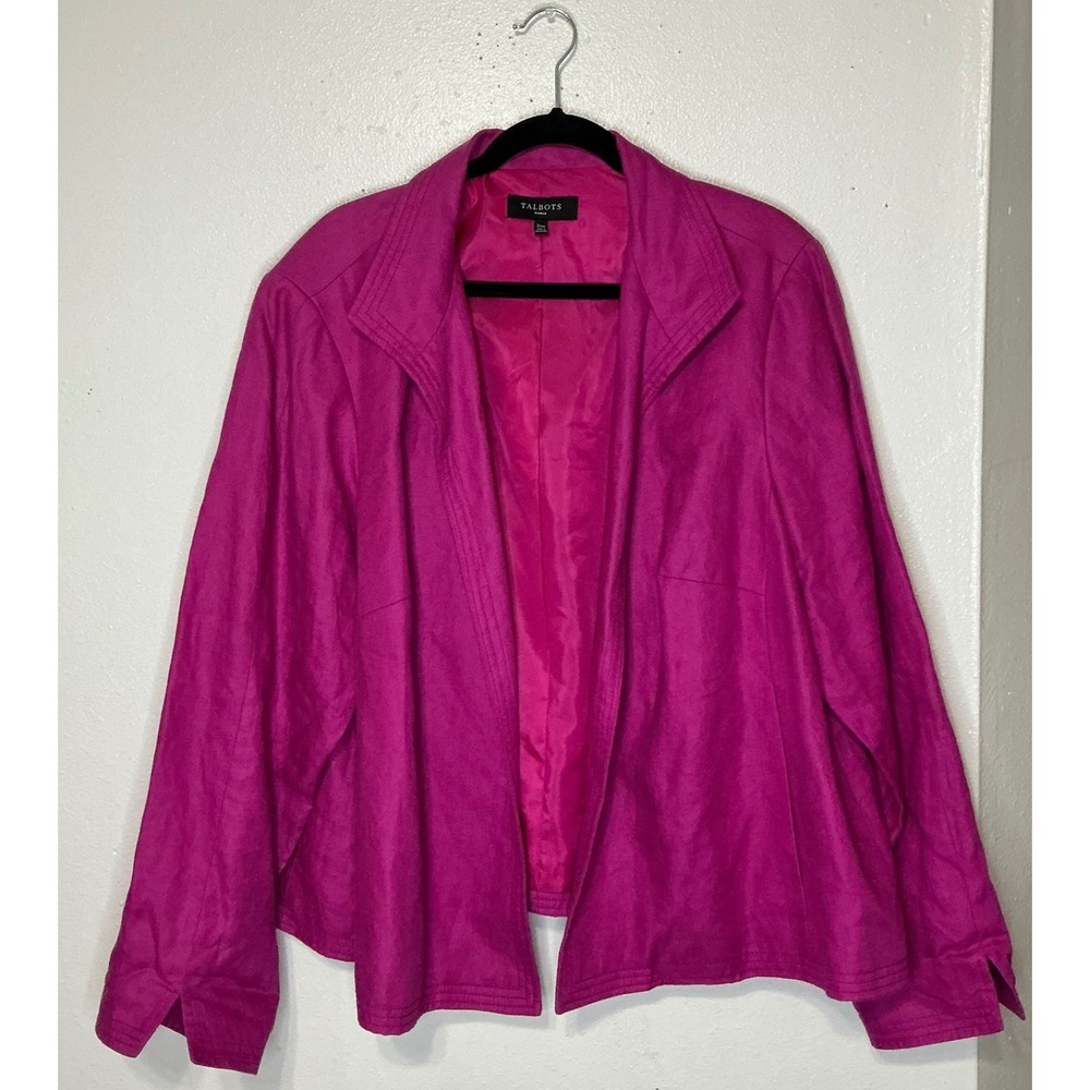 Talbots Woman 22W Pink Linen Blazer ‎ Pockets Lightweight Workwear Retro